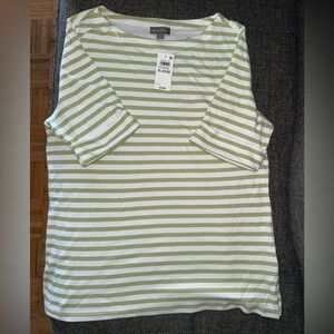 Style & Co, new with tags, women size XL, short sleeve moss green striped shirt.